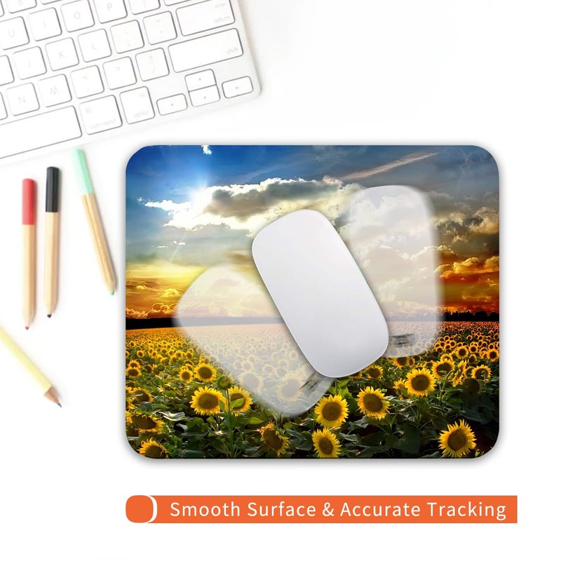 Armanza Square Mouse Pad Sunflower, Personalized Premium-Textured Custom Mouse Mat Design, Washable Mousepad Cloth, Non-Slip Rubber Base Computer Mouse Pads for Wireless Mouse - Image 4